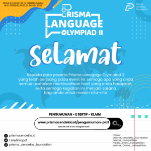 PENGUMUMAN PRISMA LANGUAGE OLYMPIAD 2