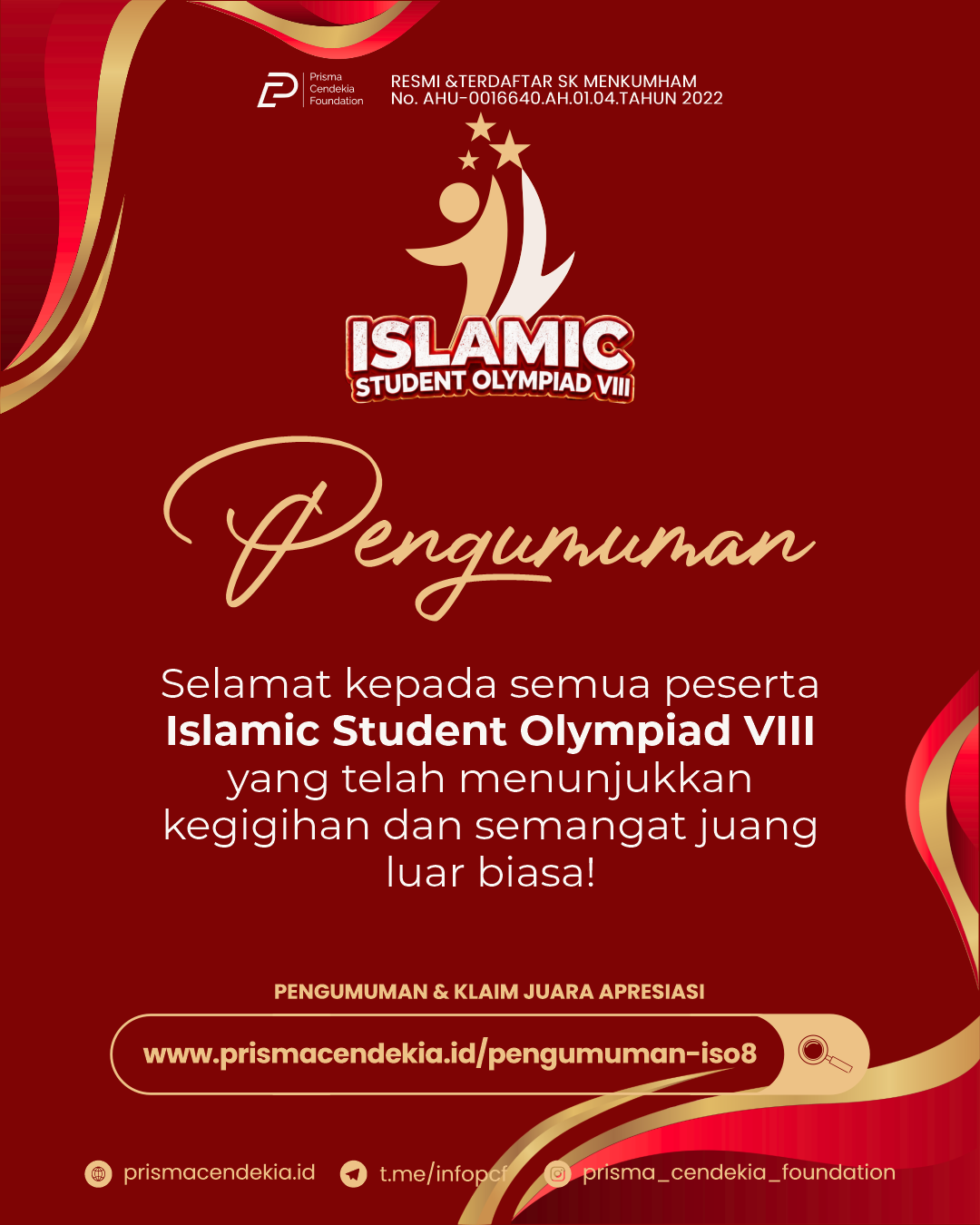 PENGUMUMAN ISLAMIC STUDENT OLYMPIAD VIII