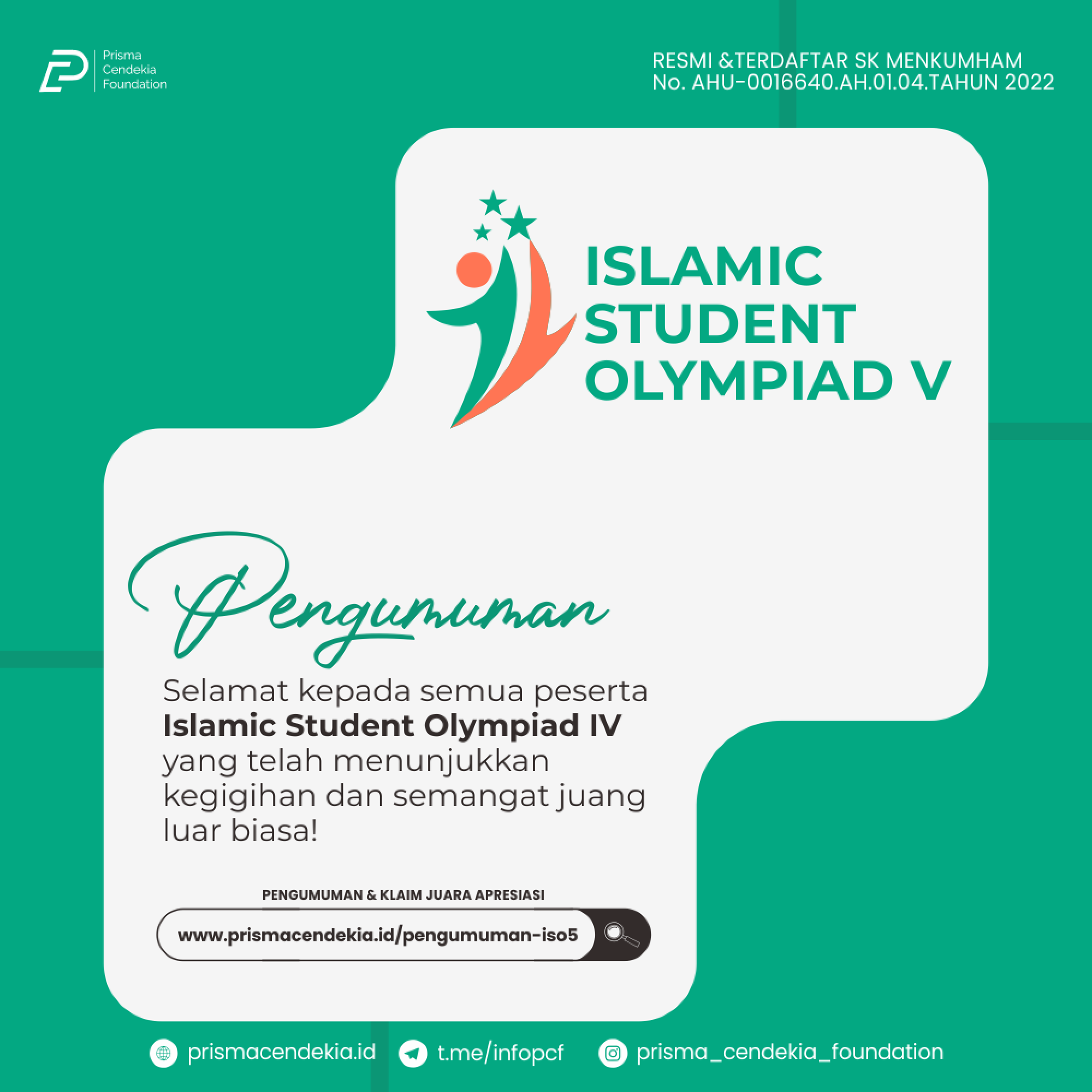 PENGUMUMAN ISLAMIC STUDENT OLYMPIAD V